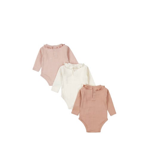 Dirkje romper set van 3 roze wit Meisjes Katoen Peter Pan-kraag Effen 50 56