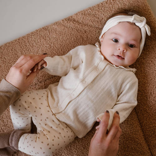 Dirkje baby broek met all over print offwhite bruin Ecru Jongens Meisjes Stretchkatoen 56