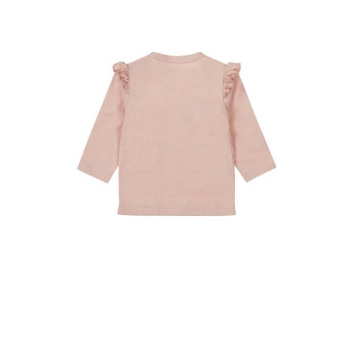 Dirkje baby longsleeve met printopdruk en ruches roze Meisjes Stretchkatoen Ronde hals 62