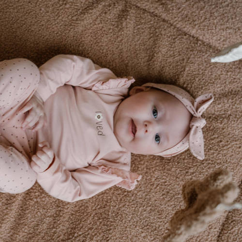 Dirkje baby longsleeve met printopdruk en ruches roze Meisjes Stretchkatoen Ronde hals 62