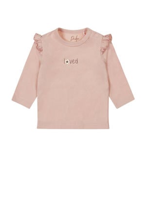 baby longsleeve met printopdruk en ruches roze