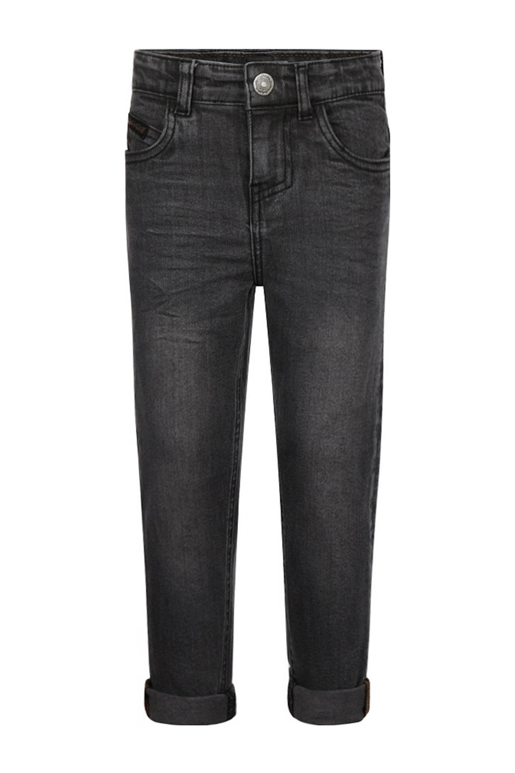 Grey denim jongens Koko Noko loose fit jeans jeans van katoen met regular waist, haaksluiting en effen