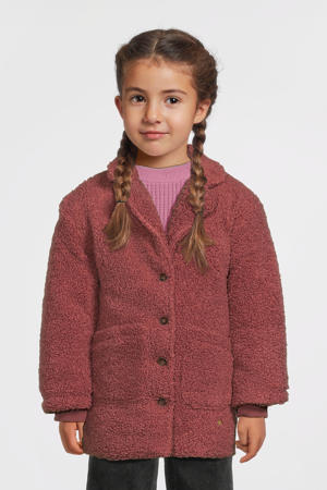 teddy winterjas donkerrood