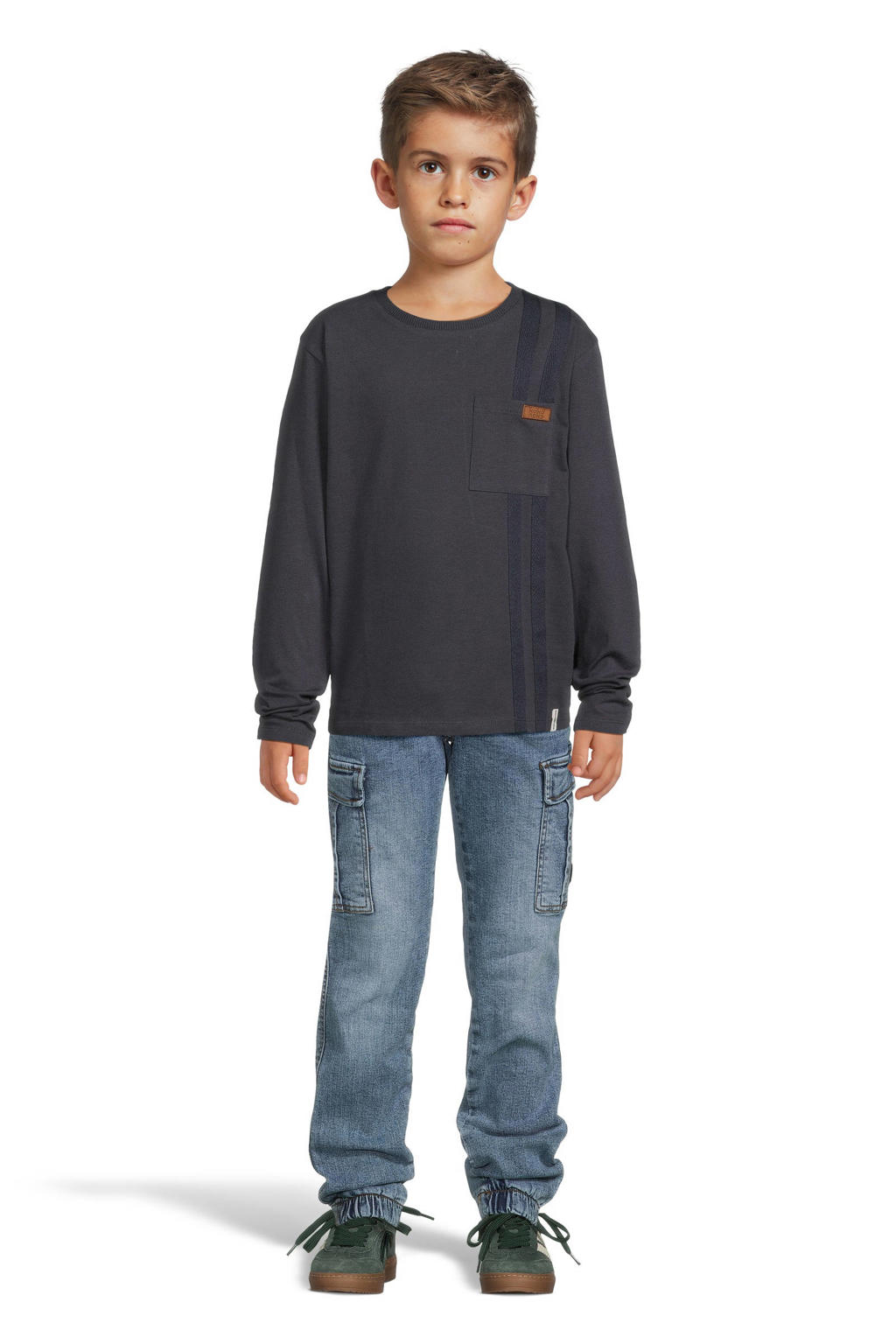 Koko Noko gestreepte gebreide longsleeve donkerblauw