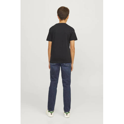 jack & jones JUNIOR T-shirt JJLUKE met logo zwart Jongens Katoen Ronde hals 164