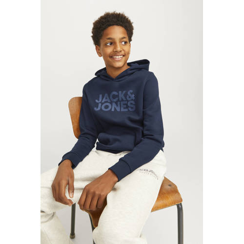 JACK & JONES JUNIOR hoodie JJECORP met tekst Sweater Blauw Logo - maat 164 afbeelding