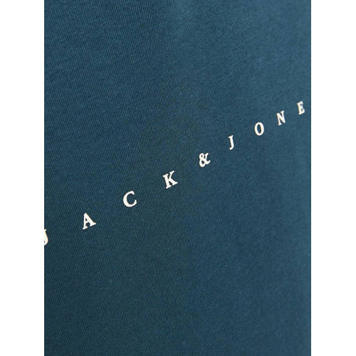 jack & jones JUNIOR hoodie JJESTAR met logo petrol Sweater Groen Tekst 164