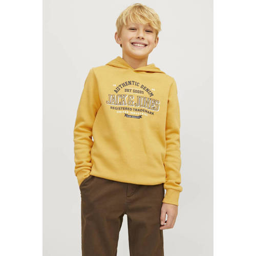 jack & jones JUNIOR hoodie JJELOGO met logo honinggeel Sweater Logo 128