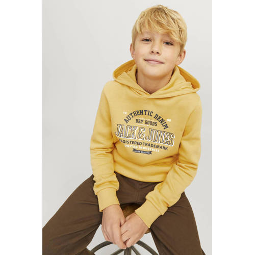 jack & jones JUNIOR hoodie JJELOGO met logo honinggeel Sweater Logo 128