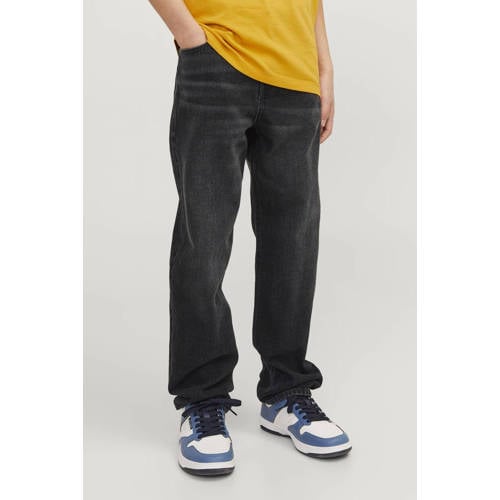 jack & jones JUNIOR high waist relaxed jeans JJICHRIS JJORIGINAL black denim Zwart Jongens Stretchdenim 164