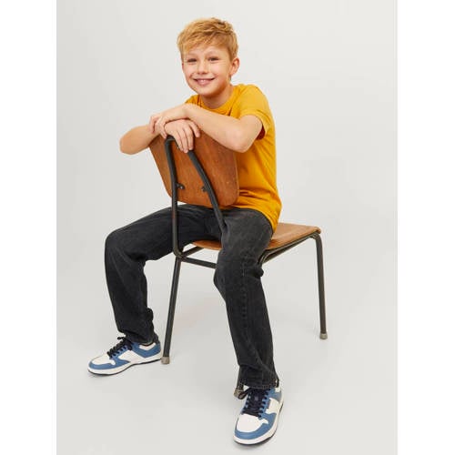 jack & jones JUNIOR high waist relaxed jeans JJICHRIS JJORIGINAL black denim Zwart Jongens Stretchdenim 164