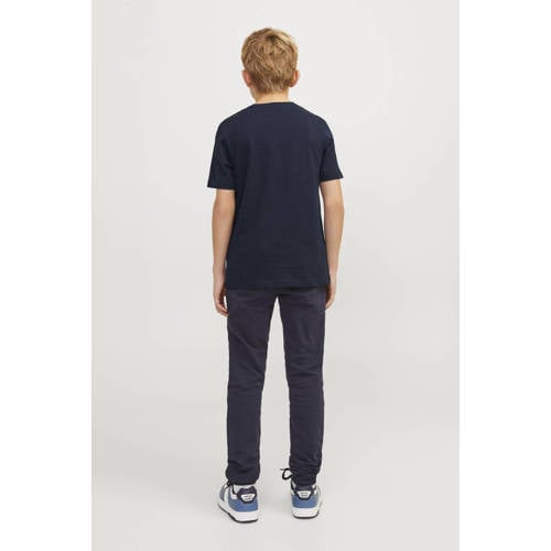 jack & jones JUNIOR T-shirt JJELOGO met logo warmrood Blauw Jongens Katoen Ronde hals 164