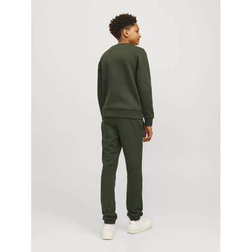 jack & jones JUNIOR sweater JJELOGO met logo warm donkergroen Logo 164