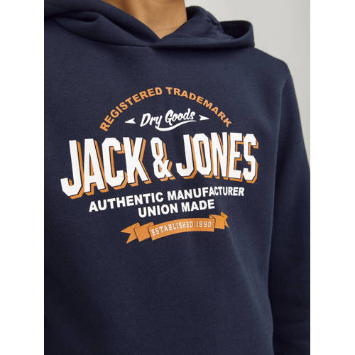 jack & jones JUNIOR hoodie JJELOGO met logo donkerblauw Sweater Logo 164