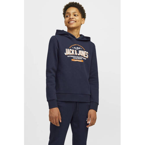 jack & jones JUNIOR hoodie JJELOGO met logo donkerblauw Sweater Logo 164