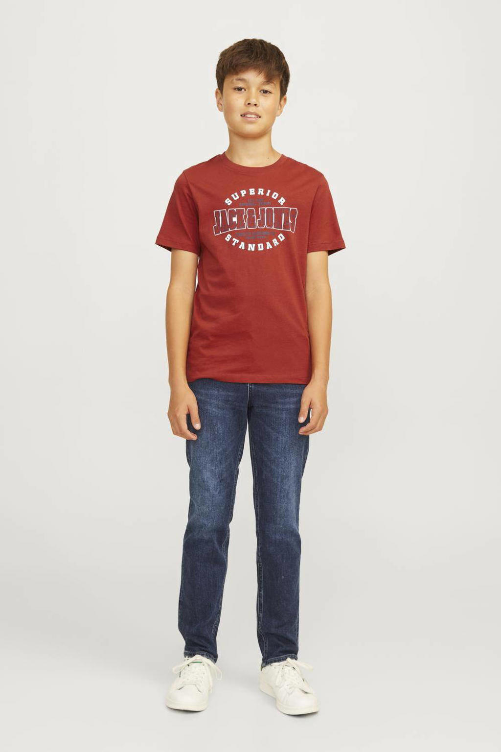 JACK & JONES JUNIOR T-shirt JJELOGO met logo warmrood