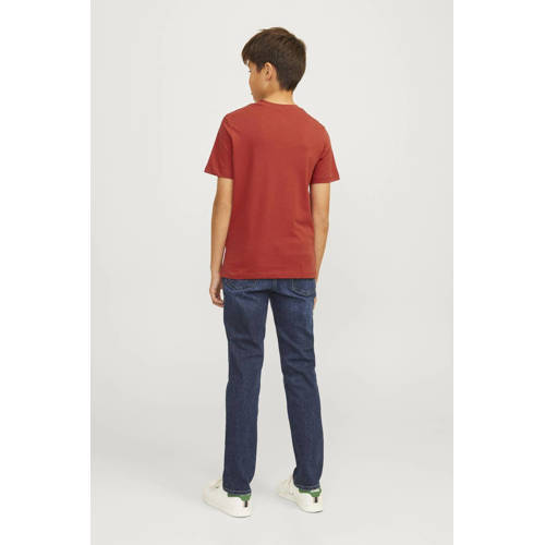 jack & jones JUNIOR T-shirt JJELOGO met logo warmrood Jongens Katoen Ronde hals 164