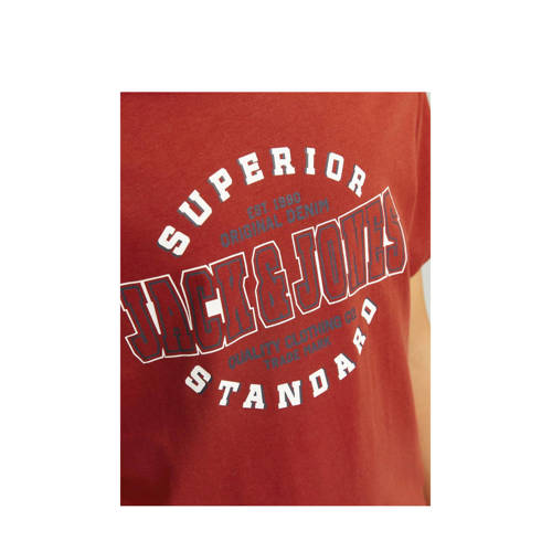 jack & jones JUNIOR T-shirt JJELOGO met logo warmrood Jongens Katoen Ronde hals 164