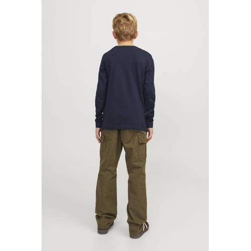 jack & jones JUNIOR longsleeve JJELOGO met logo wit Blauw Jongens Katoen Ronde hals 140