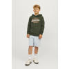 JACK & JONES JUNIOR hoodie JJELOGO met logo warm donkergroen