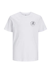 thumbnail: Witte jongens JACK & JONES JUNIOR T-shirt van katoen met effen, korte mouwen en ronde hals
