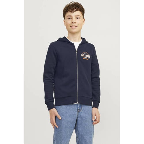 jack & jones JUNIOR sweatvest JJELOGO met logo donkerblauw Logo 140