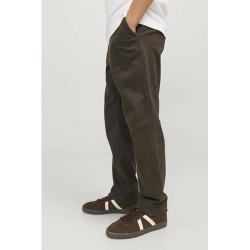 jack & jones JUNIOR regular fit broek JPSTMARCO JJDAVE donkerbruin Jongens Stretchkatoen 140