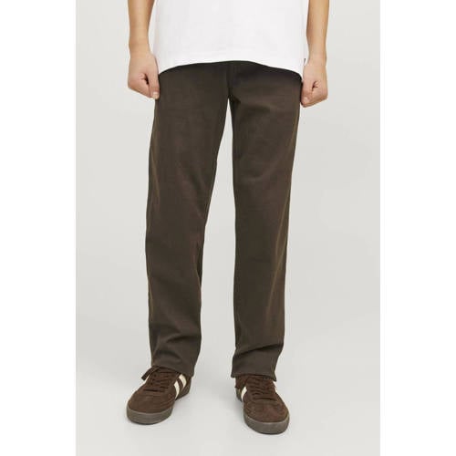 JACK & JONES JUNIOR regular fit broek JPSTMARCO JJDAVE donkerbruin Jongens Stretchkatoen