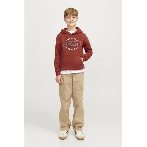 JACK & JONES JUNIOR hoodie JJELOGO met logo donkerrood Sweater Logo