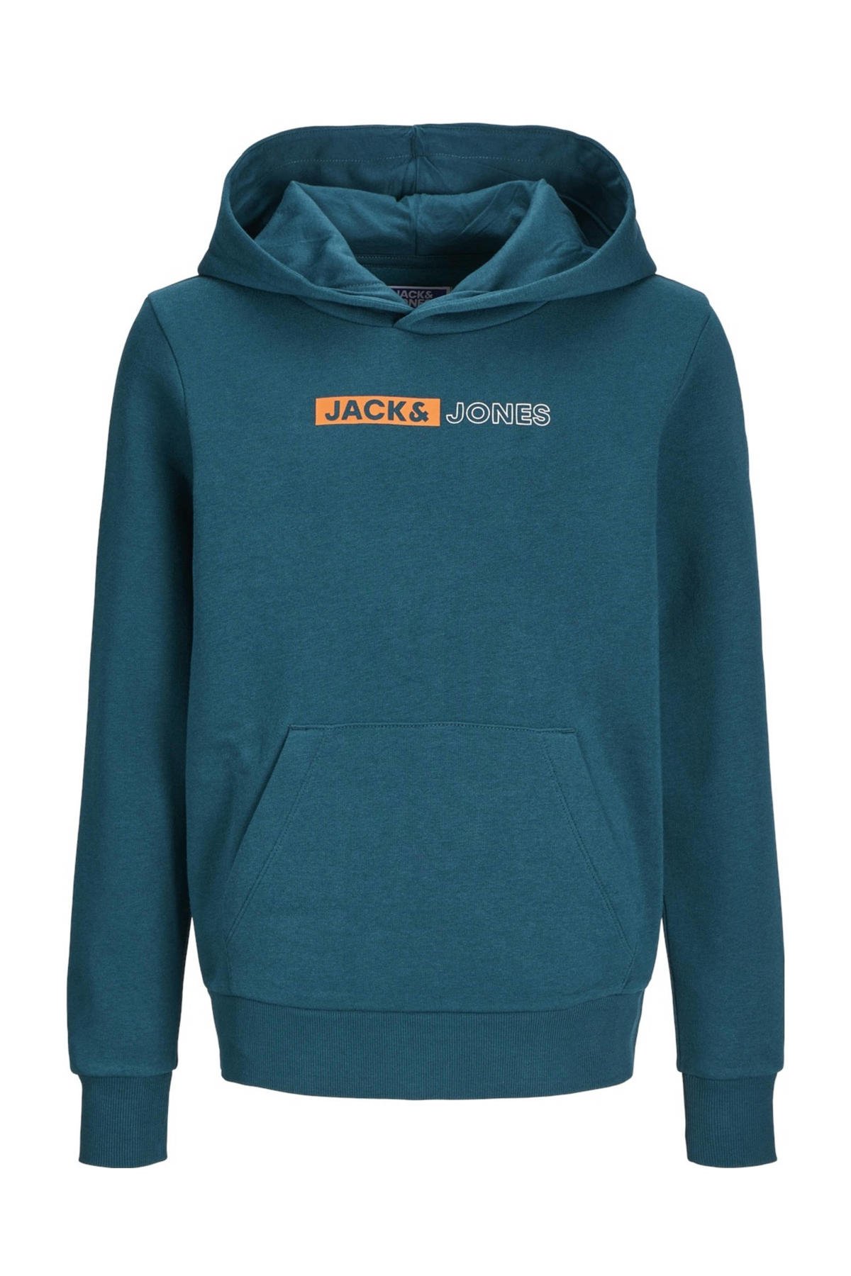 JACK JONES JUNIOR hoodie JJEPLAYER met logo petrol