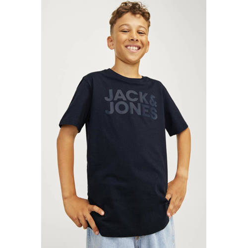JACK & JONES JUNIOR T-shirt JJECORP met tekst marine Blauw Jongens Katoen Ronde hals - maat 152 afbeelding