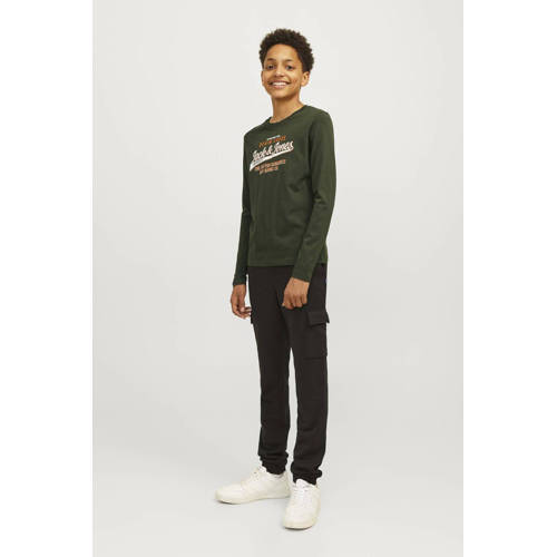 jack & jones JUNIOR longsleeve JJELOGO met logo wit Groen Jongens Katoen Ronde hals 140