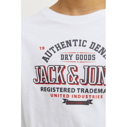 jack & jones JUNIOR longsleeve JJELOGO met logo wit Jongens Katoen Ronde hals 164