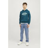 JACK & JONES JUNIOR hoodie JJELOGO met logo petrol