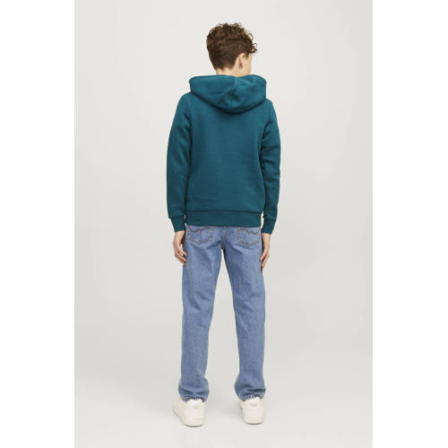 jack & jones JUNIOR hoodie JJELOGO met logo petrol Sweater Blauw Logo 128