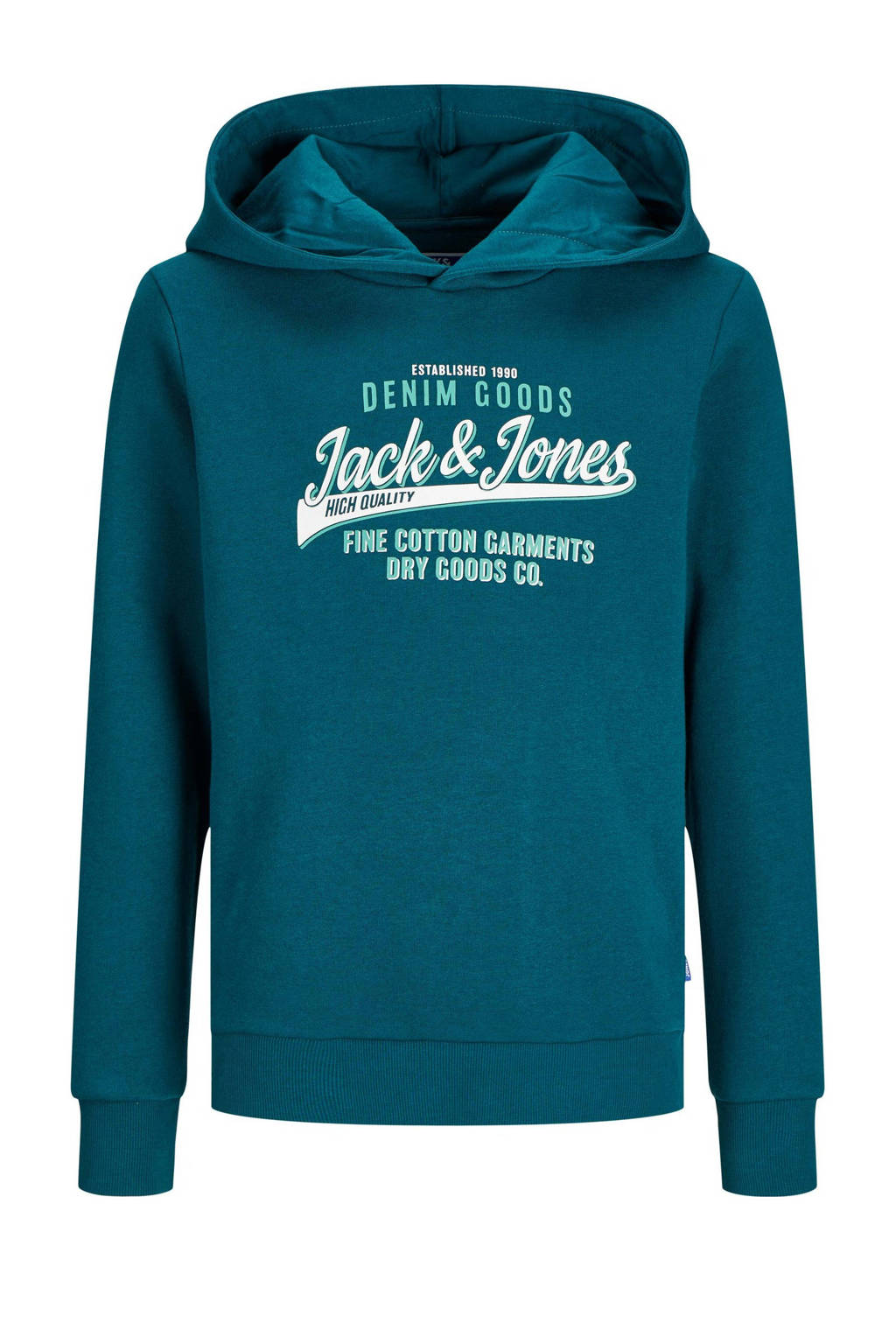 JACK JONES JUNIOR hoodie JJELOGO met logo petrol