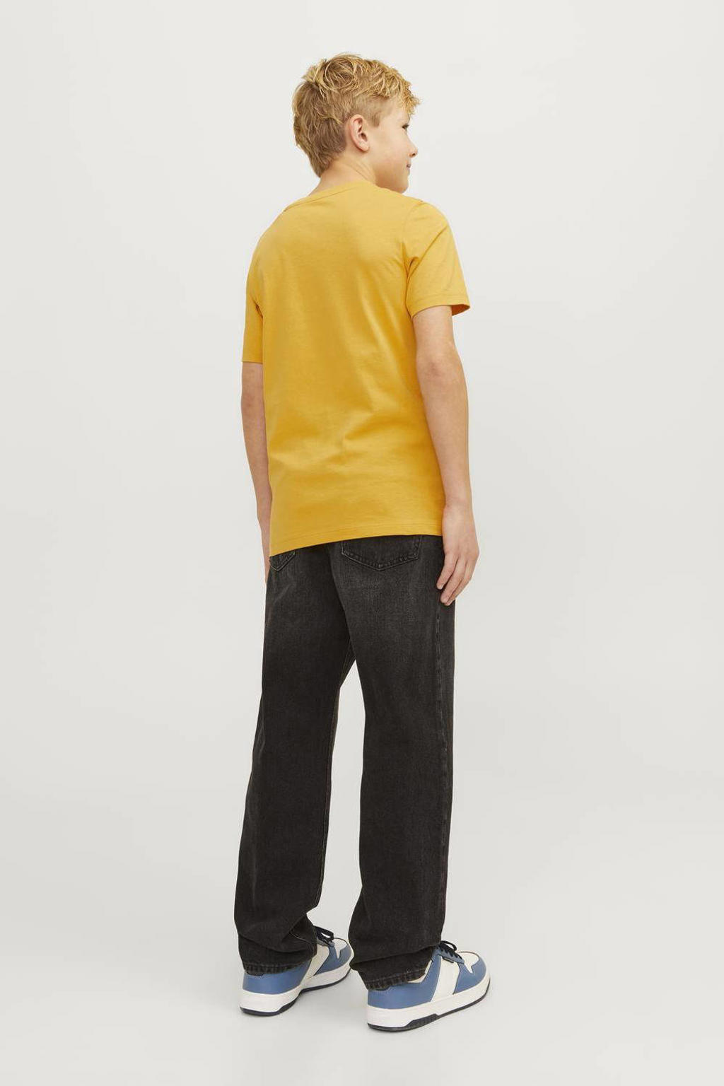 JACK & JONES JUNIOR T-shirt JJELOGO met logo honinggeel