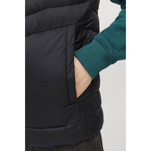 jack & jones JUNIOR bodywarmer JJESPRINT zwart Jongens Nylon Capuchon Effen 140