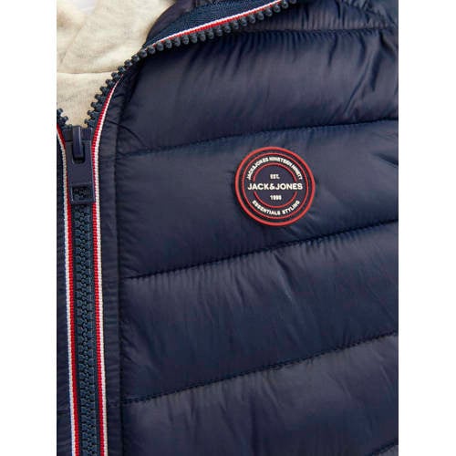jack & jones JUNIOR bodywarmer JJESPRINT donkerblauw Jongens Nylon Capuchon 176