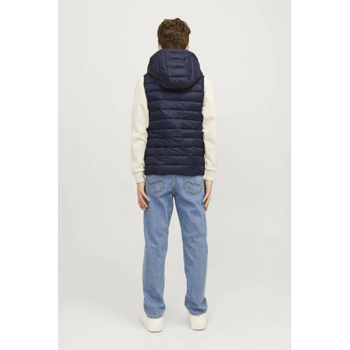 jack & jones JUNIOR bodywarmer JJESPRINT donkerblauw Jongens Nylon Capuchon 176