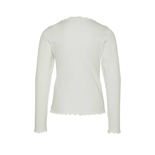 VERO MODA GIRL longsleeve VMLAVENDER KELLY met hartjes en borduursels offwhite Wit Meisjes Stretchkatoen Ronde hals 134 140