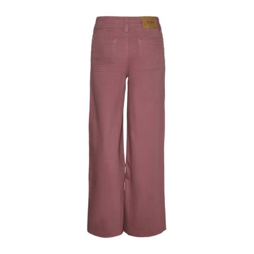 VERO MODA GIRL high waist wide leg jeans VMVIOLA donkerroze Meisjes Stretchdenim 128