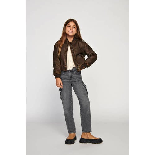 Only KIDS GIRL wide leg jeans KOGHARMONY dark grey denim Grijs Effen 152