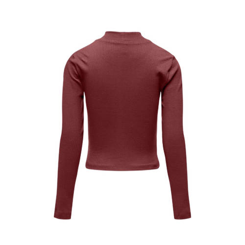 Only KIDS GIRL longsleeve KOGLINEA LIFE bruinrood Meisjes Stretchkatoen Opstaande kraag 122 128