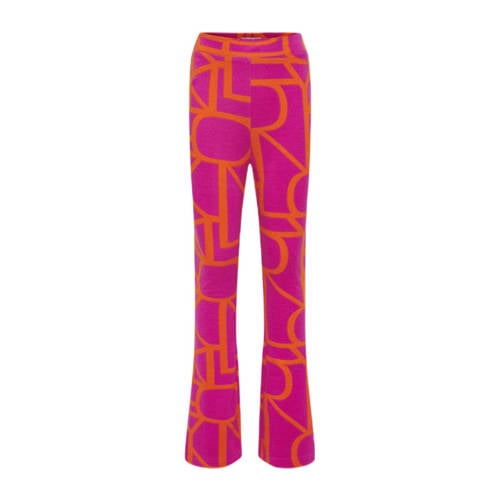 KIDS ONLY GIRL flared broek KOGPAIGE met all over print fuchsia/oranje Roze Meisjes Viscose