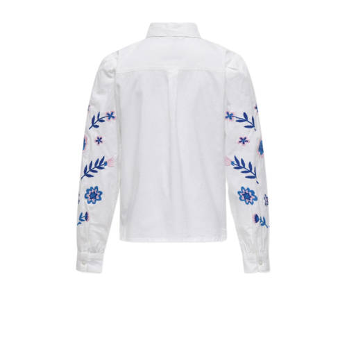 Only KIDS GIRL gebloemde blouse KOGZORA LISE wit hardblauw lichtroze Meisjes Katoen Klassieke kraag 116