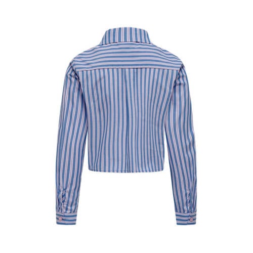 Only KIDS GIRL gestreepte blouse KOGHOLLY Blauw Meisjes Katoen Klassieke kraag 140