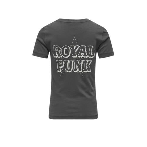 Only KIDS GIRL T-shirt KOGDOLLA met backprint donkergrijs Meisjes Katoen Ronde hals 110 116