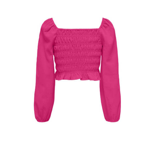Only KIDS GIRL top KOGHELENE fuchsia Roze Meisjes Polyester Boothals Effen 134