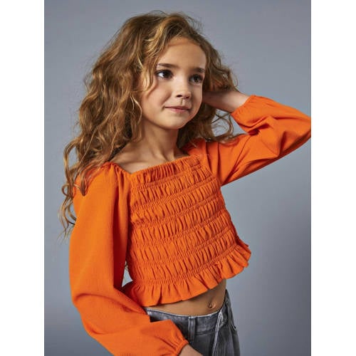Only KIDS GIRL top KOGHELENE warm oranje Meisjes Polyester Boothals Effen 152